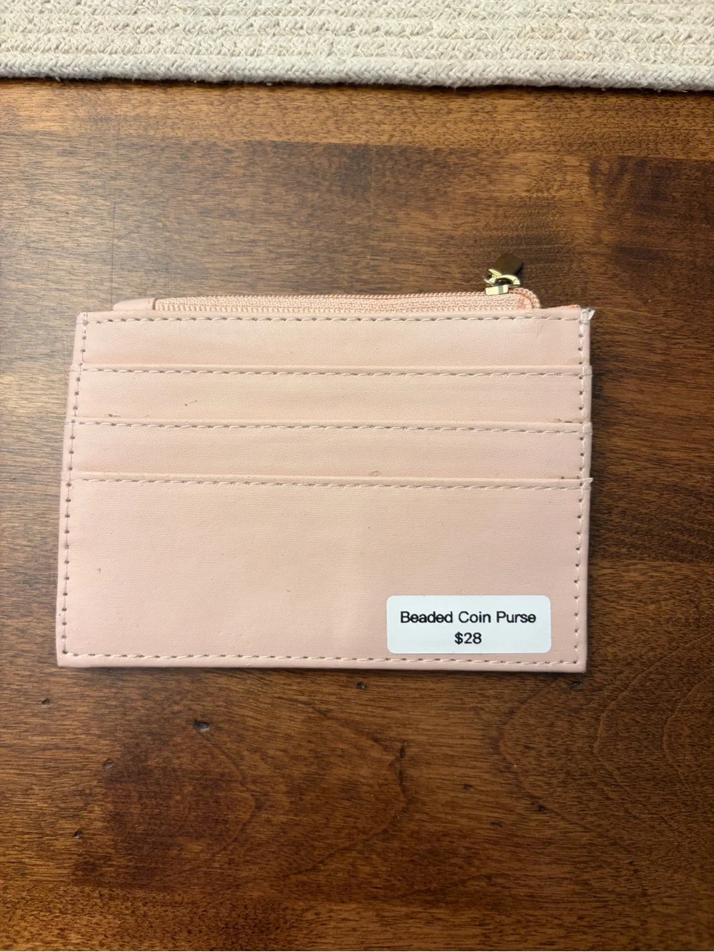 Beaded 'XOXO' Pink Zip Pouch